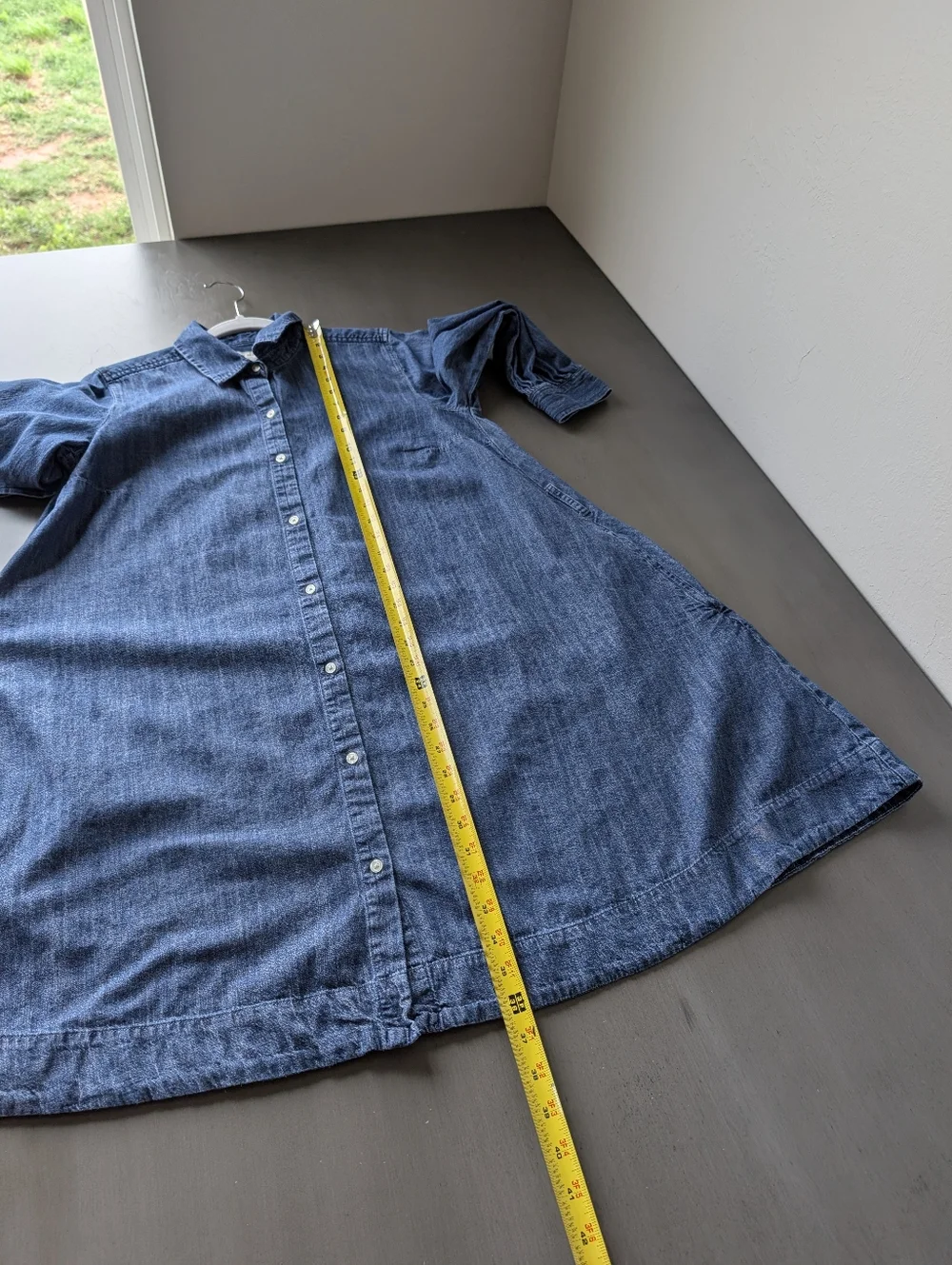 Free Assembly Blue Denim Button-Front Shirt Dress A-Line Size M Collared Cotton - Picture 15 of 16